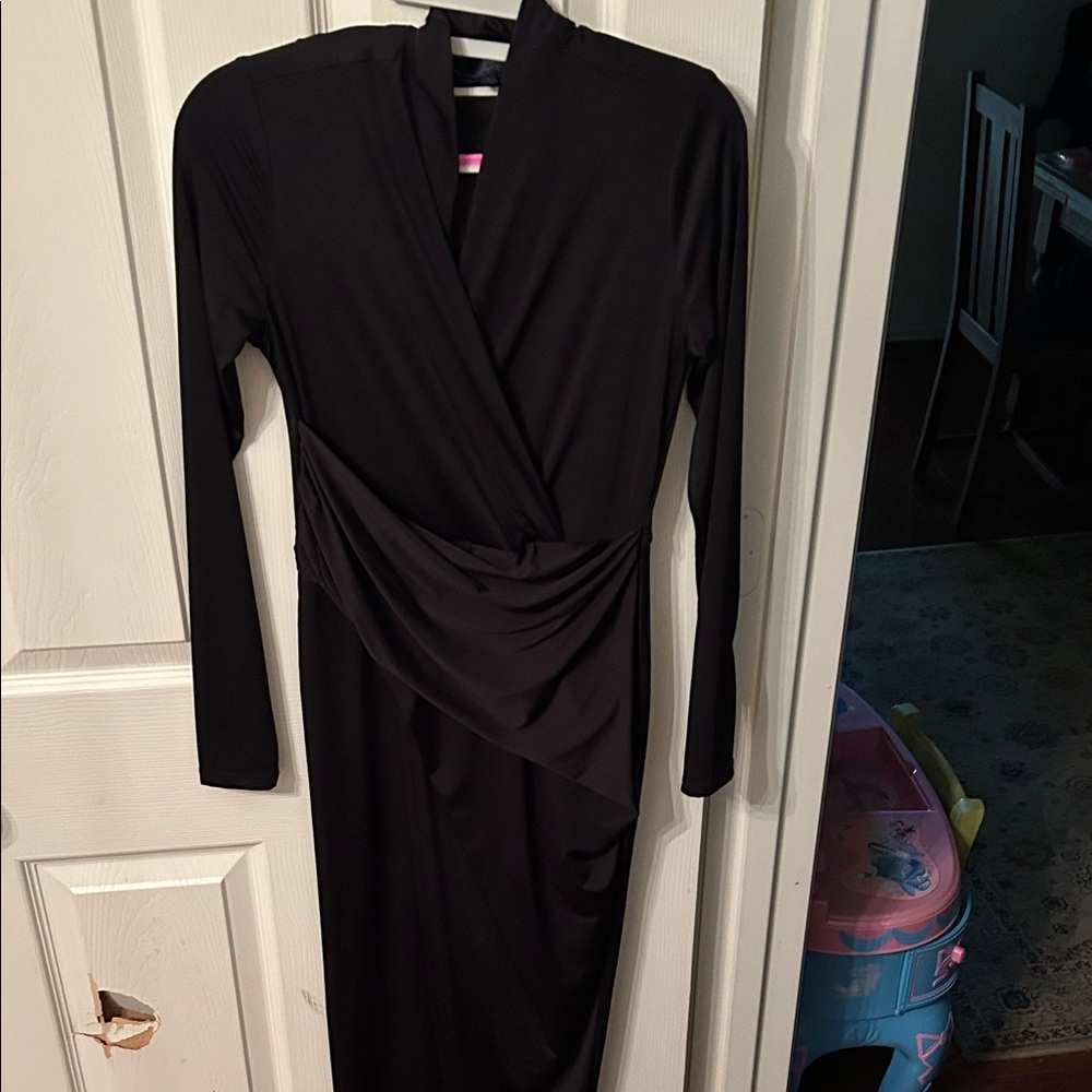 Rachel Ray Black Wrap-Style Sheath Dress sz small